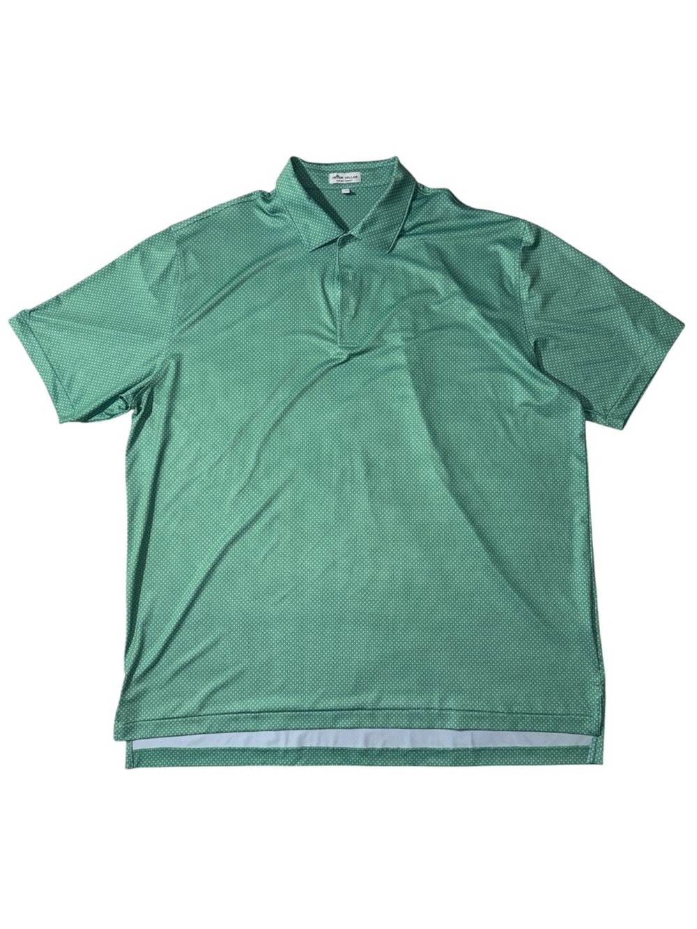 Peter Millar men 2XL XXL green geometric micro pattern summer comfort polo shirt